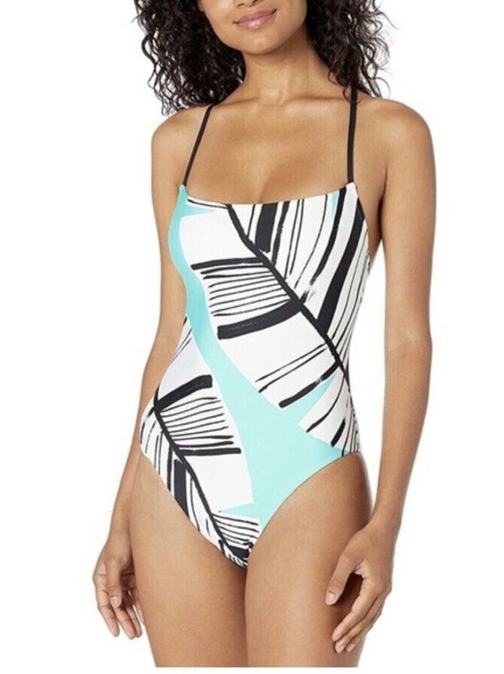 Trina Turk Women's Copacabana High-Leg Maillot One Piece Swimsuit, Lagoon Small